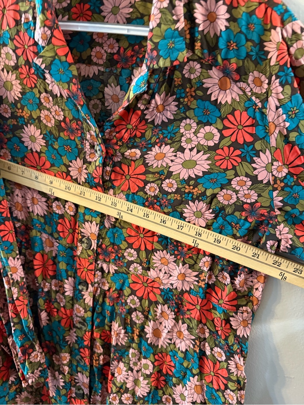 NATURAL LIFE Womens Button Down Colorful Floral Silky Tunic Boho S26 XL - Picture 7 of 12